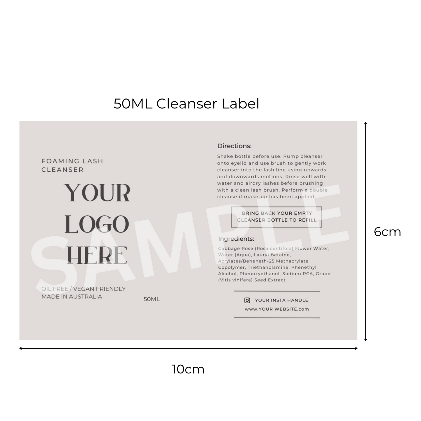 Custom Lash Cleanser Labels