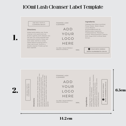 Editable Lash Cleanser Label Templates