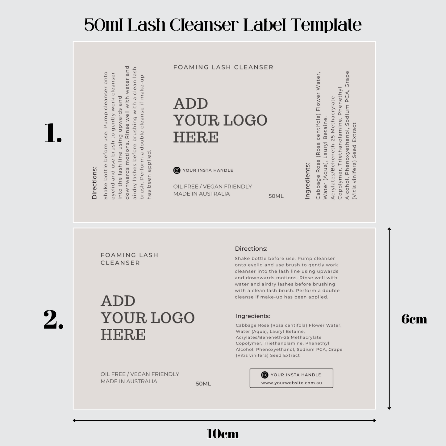 Editable Lash Cleanser Label Templates