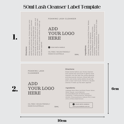 Editable Lash Cleanser Label Templates