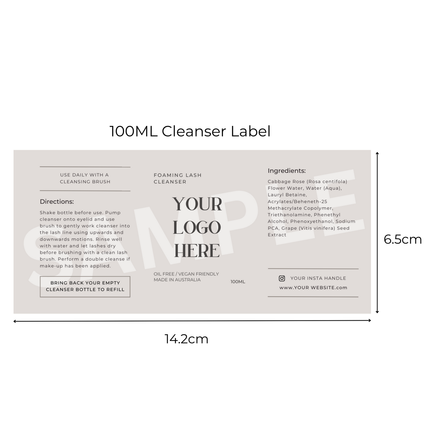 Custom Lash Cleanser Labels